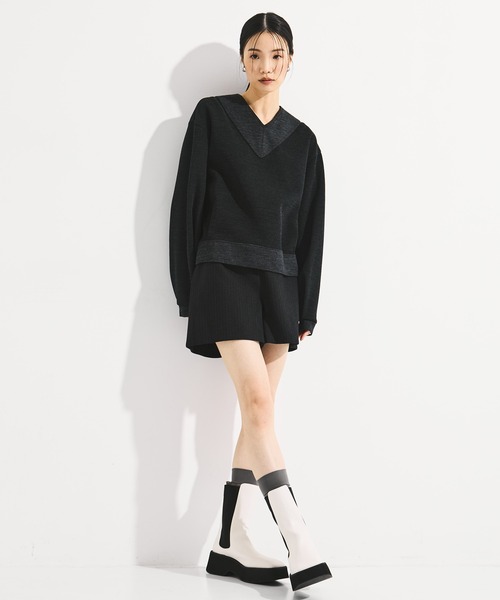 STUDIOUS(ステュディオス)の「【STUDIOUS/ステュディオス】Square Toe Boots/スクエアトゥーブーツ/厚底/軽い/通勤用/歩きやすい(ブーツ・レディース・ブラック/オフホワイト・2/1)」の10枚目の写真