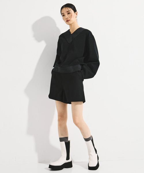 STUDIOUS(ステュディオス)の「【STUDIOUS/ステュディオス】Square Toe Boots/スクエアトゥーブーツ/厚底/軽い/通勤用/歩きやすい(ブーツ・レディース・ブラック/オフホワイト・2/1)」の9枚目の写真