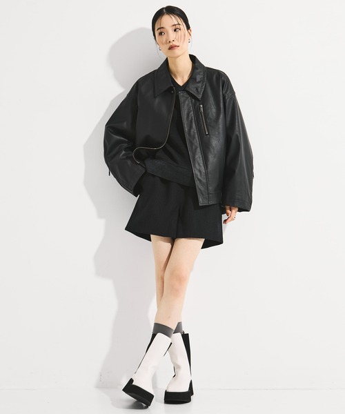 STUDIOUS(ステュディオス)の「【STUDIOUS/ステュディオス】Square Toe Boots/スクエアトゥーブーツ/厚底/軽い/通勤用/歩きやすい(ブーツ・レディース・ブラック/オフホワイト・2/1)」の13枚目の写真