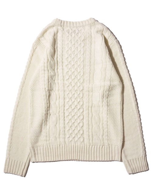 ADPOSION（アドポーション）の「ケーブル編みクルーネックニット（ニット/セーター・メンズ・杢グレー/グレー/オフホワイト/ブラック系1/グリーン/ブラック/ホワイト系1/ネイビー・MEDIUM/X-LARGE/LARGE）」の14枚目の写真