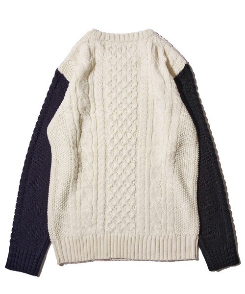 ADPOSION（アドポーション）の「ケーブル編みクルーネックニット（ニット/セーター・メンズ・杢グレー/グレー/オフホワイト/ブラック系1/グリーン/ブラック/ホワイト系1/ネイビー・MEDIUM/X-LARGE/LARGE）」の16枚目の写真