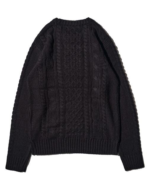 ADPOSION（アドポーション）の「ケーブル編みクルーネックニット（ニット/セーター・メンズ・杢グレー/グレー/オフホワイト/ブラック系1/グリーン/ブラック/ホワイト系1/ネイビー・MEDIUM/X-LARGE/LARGE）」の18枚目の写真