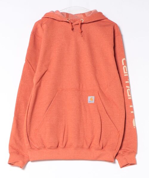 Carhartt(カーハート)の「【RES】【Carhartt】SLEEVE LOGO HOODED SWEAT SWEATSHIRTS(パーカー・メンズ・オレンジ・SMALL)」の1枚目の写真