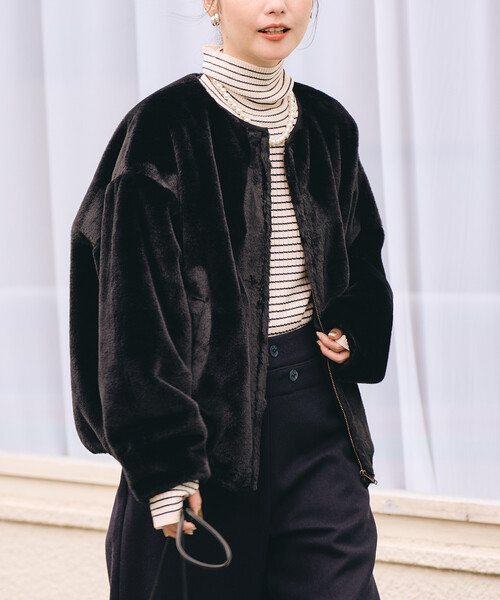 セール】ウォッシャブル ボーダータートルネックニット/洗えるニット