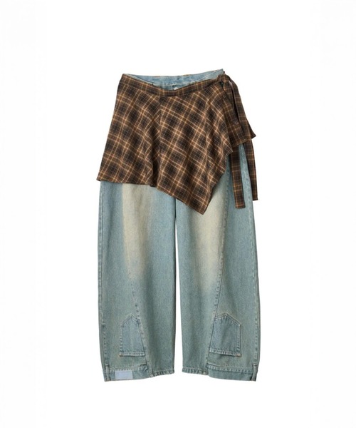 Knuth Marf(クヌースマーフ)の「shirt wrap denim pants(デニムパンツ・レディース・ライトブルー/ブラック・S/XS)」の18枚目の写真