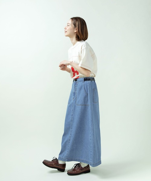 PAR ICI（パーリッシィ）の「ライトオンスデニム 後ろゴムスカート(セットアップ対応)（スカート・レディース・ブルー・FREE）」の2枚目の写真