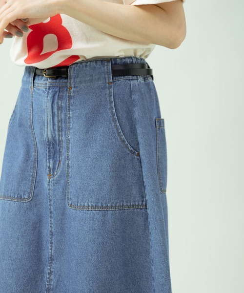 PAR ICI（パーリッシィ）の「ライトオンスデニム 後ろゴムスカート(セットアップ対応)（スカート・レディース・ブルー・FREE）」の5枚目の写真