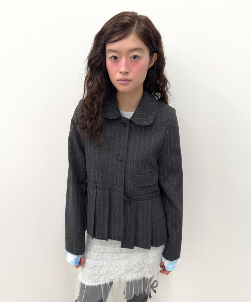 Pleated Peplum Jacket [Gray]