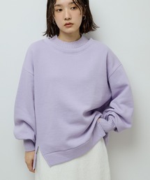 リブドッキング裏起毛プルオーバー