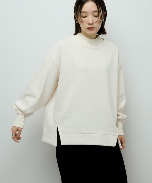 Green Parks(グリーンパークス)の「リブドッキング裏起毛プルオーバー(スウェット・レディース・チャコールグレー/ホワイト系その他2/パープル/レッド・FREE)」の8枚目の写真