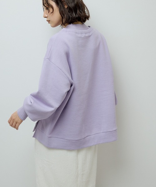 Green Parks(グリーンパークス)の「リブドッキング裏起毛プルオーバー(スウェット・レディース・チャコールグレー/ホワイト系その他2/パープル/レッド・FREE)」の19枚目の写真