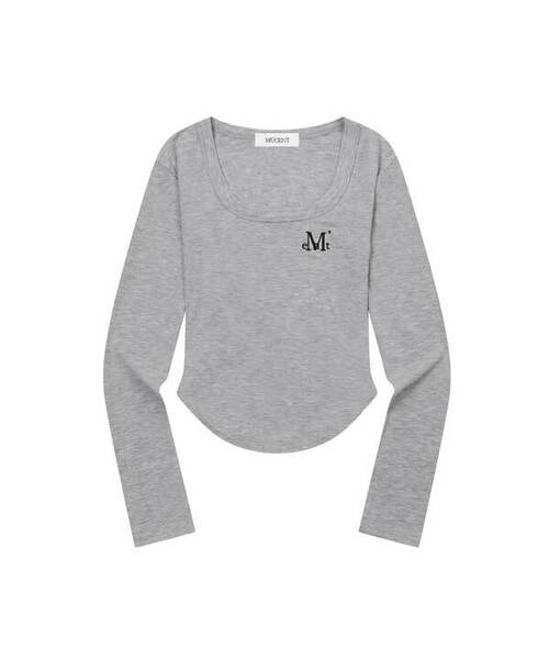 MUCENT(ムセント)の「マリエルスクエアネックグルミクロップ長袖Tシャツ(6カラー)(Tシャツ/カットソー・レディース・チャコールグレー/ブラック/ブラウン/グレー/アイボリー/PINK・FREE)」の4枚目の写真