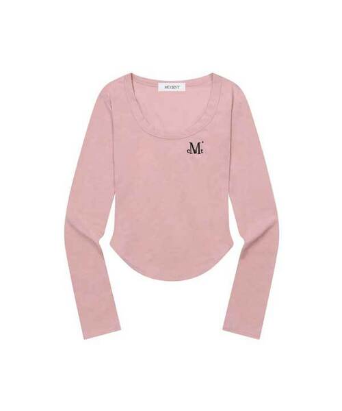 MUCENT(ムセント)の「マリエルスクエアネックグルミクロップ長袖Tシャツ(6カラー)(Tシャツ/カットソー・レディース・チャコールグレー/ブラック/ブラウン/グレー/アイボリー/PINK・FREE)」の6枚目の写真