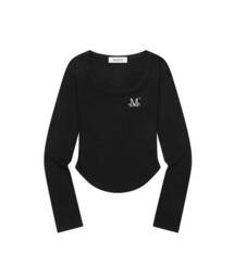 MUCENT（ムセント）の「Mariel Square Neck Rolled Crop Long Sleeve Tee (6 Colors)（Tシャツ/カットソー・レディース）」