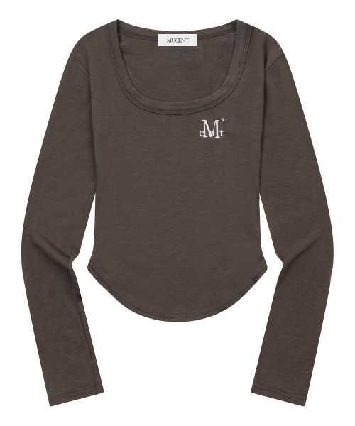 MUCENT(ムセント)の「マリエルスクエアネックグルミクロップ長袖Tシャツ(6カラー)(Tシャツ/カットソー・レディース・チャコールグレー/ブラック/ブラウン/グレー/アイボリー/PINK・FREE)」の11枚目の写真