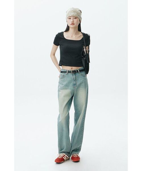 MUSINSA STANDARD WOMAN（ムシンサスタンダードウーマン）の「ウィメンズスリムスクエアネックTシャツ[ダスティベージュ]（Tシャツ/カットソー・レディース・その他・SMALL/MEDIUM/LARGE/X-SMALL）」の8枚目の写真