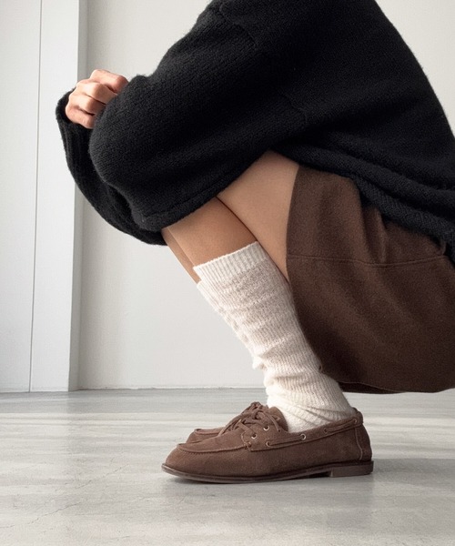 CANAL JEAN（キャナルジーン）の「El mar　ヘアリールーズソックス（ソックス/靴下・レディース・モカ/アイボリー/ブラック/グレー・ONE SIZE）」の2枚目の写真