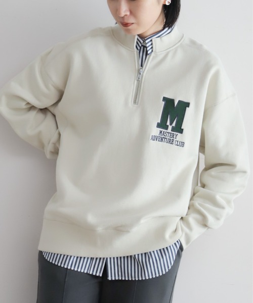 NOMBRE IMPAIR(ノンブルアンペール)の「Mロゴ刺繍裏毛 ハーフZIP P/O(スウェット・レディース・ライトグレー・FREE)」の1枚目の写真