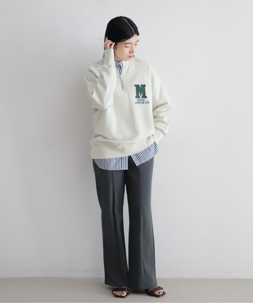 NOMBRE IMPAIR(ノンブルアンペール)の「Mロゴ刺繍裏毛 ハーフZIP P/O(スウェット・レディース・ライトグレー・FREE)」の4枚目の写真