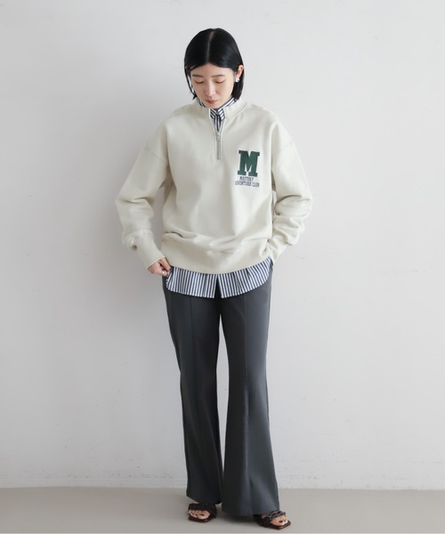 NOMBRE IMPAIR(ノンブルアンペール)の「Mロゴ刺繍裏毛 ハーフZIP P/O(スウェット・レディース・ライトグレー・FREE)」の5枚目の写真