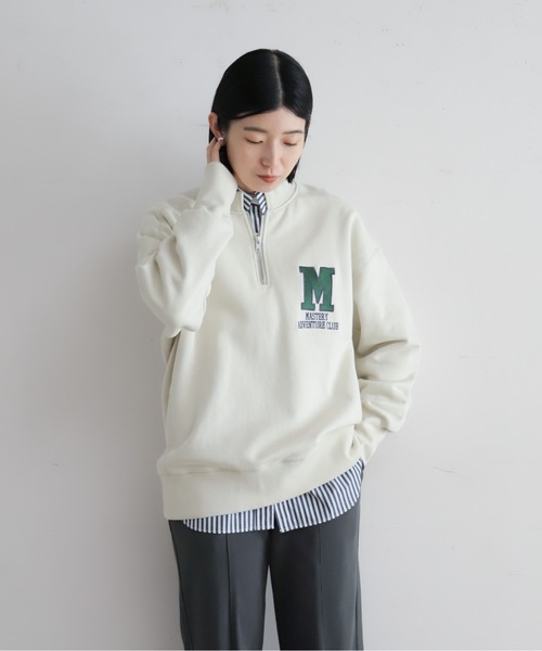 NOMBRE IMPAIR(ノンブルアンペール)の「Mロゴ刺繍裏毛 ハーフZIP P/O(スウェット・レディース・ライトグレー・FREE)」の8枚目の写真