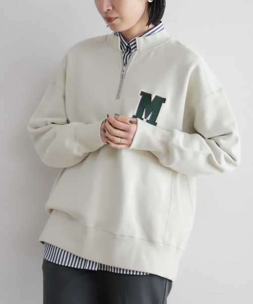 NOMBRE IMPAIR(ノンブルアンペール)の「Mロゴ刺繍裏毛 ハーフZIP P/O(スウェット・レディース・ライトグレー・FREE)」の9枚目の写真