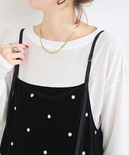 追加6》【WEB限定】手洗い可 / ベロアフラワー刺繍ワンピース