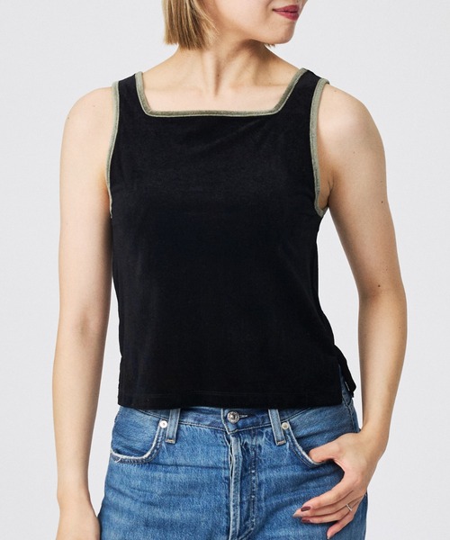 Rouge vif la cle（ルージュヴィフラクレ）の「【Keena/キーナ】ベルベットタンクトップス/トップス/ベロア/レイヤード【WEB限定】（Tシャツ/カットソー・レディース・カーキ/ブラック/ブラック系その他/ブラック系その他2/ピンク・フリー）」の3枚目の写真