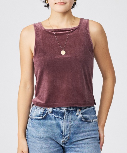 Rouge vif la cle（ルージュヴィフラクレ）の「【Keena/キーナ】ベルベットタンクトップス/トップス/ベロア/レイヤード【WEB限定】（Tシャツ/カットソー・レディース・カーキ/ブラック/ブラック系その他/ブラック系その他2/ピンク・フリー）」の5枚目の写真