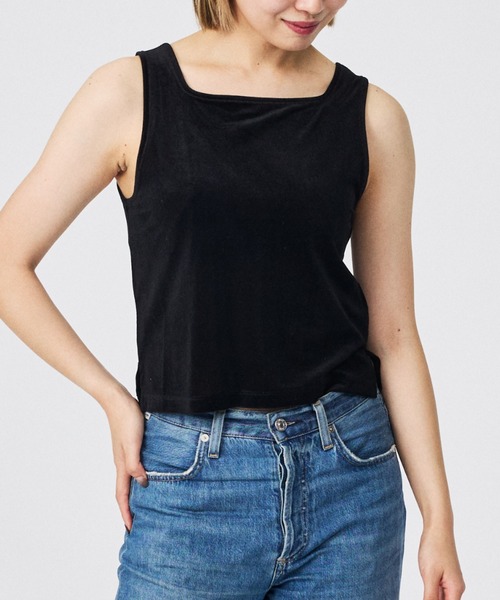 Rouge vif la cle（ルージュヴィフラクレ）の「【Keena/キーナ】ベルベットタンクトップス/トップス/ベロア/レイヤード【WEB限定】（Tシャツ/カットソー・レディース・カーキ/ブラック/ブラック系その他/ブラック系その他2/ピンク・フリー）」の7枚目の写真