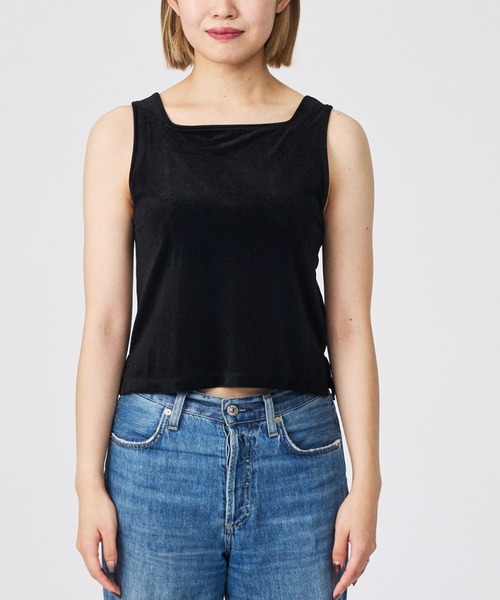 Rouge vif la cle（ルージュヴィフラクレ）の「【Keena/キーナ】ベルベットタンクトップス/トップス/ベロア/レイヤード【WEB限定】（Tシャツ/カットソー・レディース・カーキ/ブラック/ブラック系その他/ブラック系その他2/ピンク・フリー）」の12枚目の写真