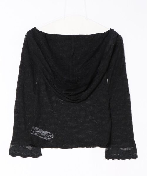 LILY BROWN(リリーブラウン)の「レースフーディートップス(Tシャツ/カットソー・レディース・ブラック/ピンク/アイボリー・F)」の4枚目の写真