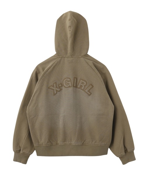 X-girl(エックスガール)の「ARCH LOGO HOODED JACKET(ブルゾン・レディース・ブラウン/ブラック・S/M)」の4枚目の写真