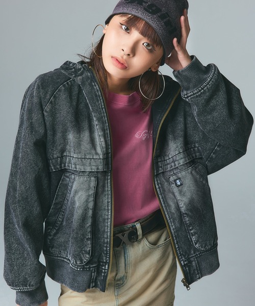 X-girl(エックスガール)の「ARCH LOGO HOODED JACKET(ブルゾン・レディース・ブラウン/ブラック・S/M)」の12枚目の写真