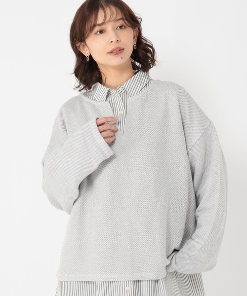 studio CLIP(スタディオクリップ)の「ゆるキーネックプルオーバー(Tシャツ/カットソー・レディース・グレー/アイボリー/スモーク・FREE)」の4枚目の写真