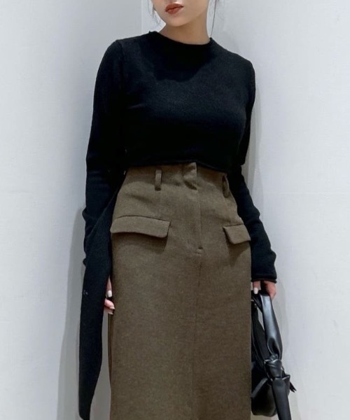 STYLEMIXER(スタイルミキサー)の「2WAYウエストマークニット(ニット/セーター・レディース・ベージュ/ブラック・SMALL/MEDIUM)」の2枚目の写真