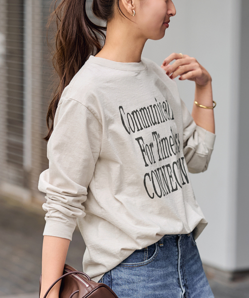 セール】メッセージロゴロングTシャツ（Tシャツ/カットソー