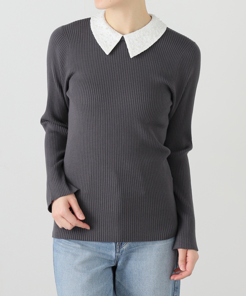 La TOTALITE（ラトータリテ）の「【洗える】パールカラー2WAYニット（ニット/セーター・レディース・チャコールグレー/ブラック・FREE）」の2枚目の写真