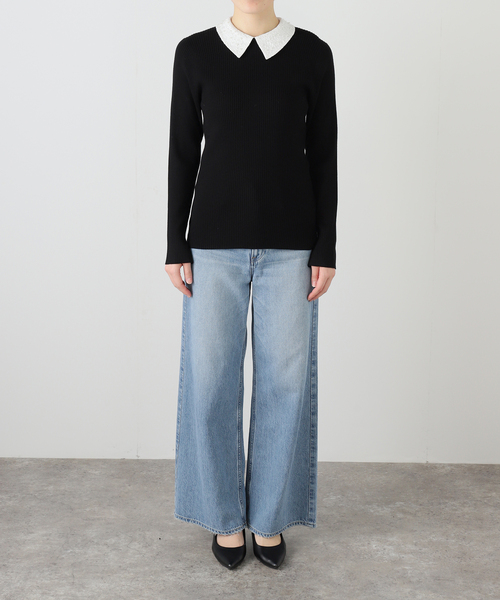 La TOTALITE（ラトータリテ）の「【洗える】パールカラー2WAYニット（ニット/セーター・レディース・チャコールグレー/ブラック・FREE）」の6枚目の写真