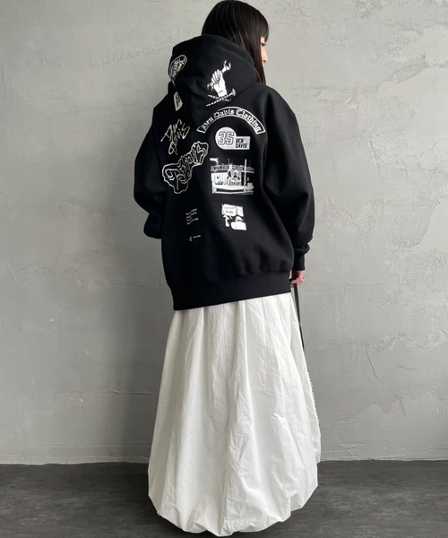 BEN DAVIS（ベンデイビス）の「【WEB限定】[BEN DAVIS/ベンデイビス] マルチワッペン バックプリントパーカー【追加】（パーカー・レディース・グレー/ピンク/ブラック・M/L/XL）」の12枚目の写真