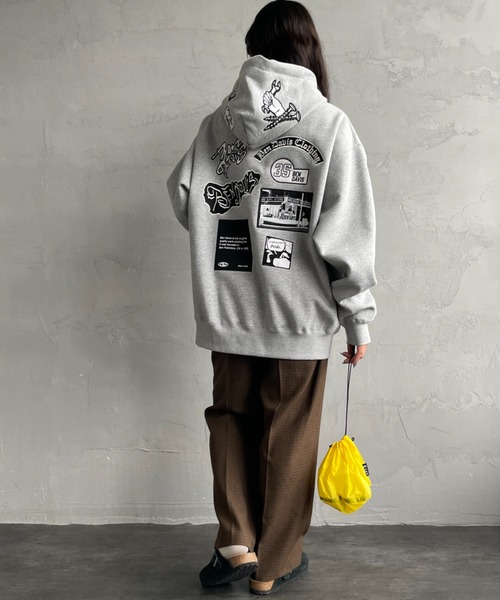 BEN DAVIS（ベンデイビス）の「【WEB限定】[BEN DAVIS/ベンデイビス] マルチワッペン バックプリントパーカー【追加】（パーカー・レディース・グレー/ピンク/ブラック・M/L/XL）」の5枚目の写真