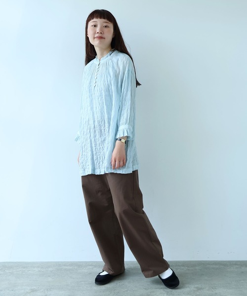 bulle de savon（ビュルデサボン）の「●80/1 shirring stripe フリル衿ブラウス（シャツ/ブラウス・レディース・ホワイト・FREE）」の16枚目の写真