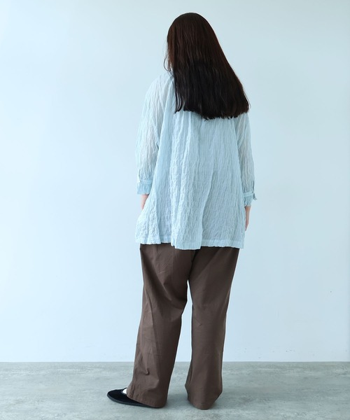 bulle de savon（ビュルデサボン）の「●80/1 shirring stripe フリル衿ブラウス（シャツ/ブラウス・レディース・ホワイト・FREE）」の17枚目の写真
