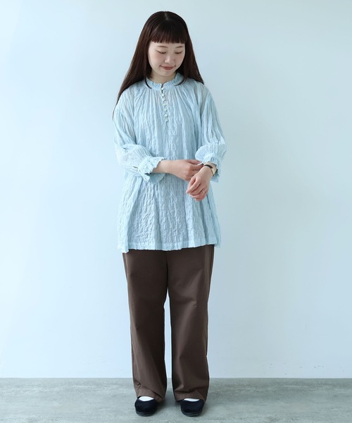 bulle de savon（ビュルデサボン）の「●80/1 shirring stripe フリル衿ブラウス（シャツ/ブラウス・レディース・ホワイト・FREE）」の13枚目の写真