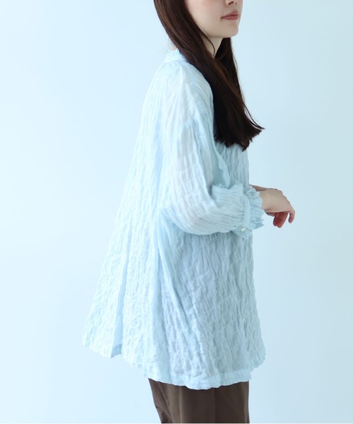 bulle de savon（ビュルデサボン）の「●80/1 shirring stripe フリル衿ブラウス（シャツ/ブラウス・レディース・ホワイト・FREE）」の11枚目の写真