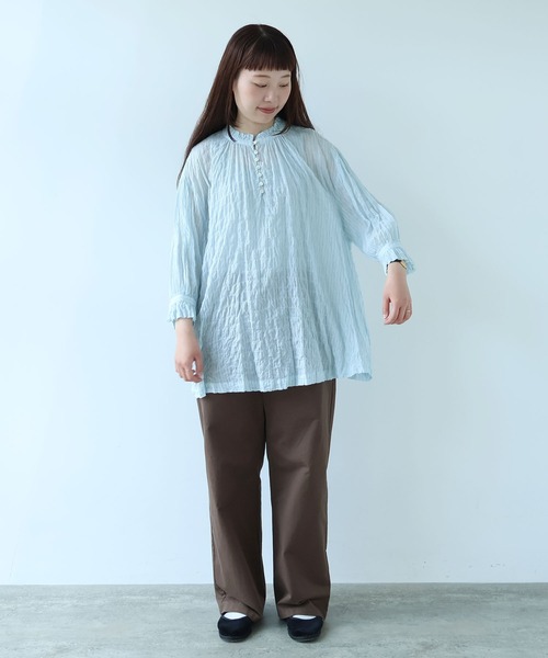 bulle de savon（ビュルデサボン）の「●80/1 shirring stripe フリル衿ブラウス（シャツ/ブラウス・レディース・ホワイト・FREE）」の14枚目の写真
