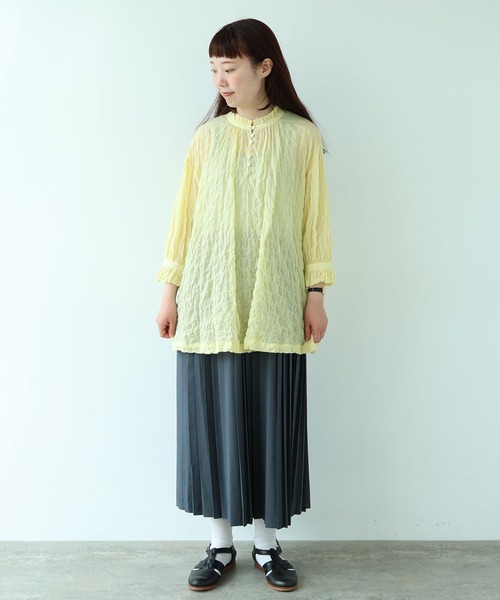 bulle de savon（ビュルデサボン）の「●80/1 shirring stripe フリル衿ブラウス（シャツ/ブラウス・レディース・ホワイト・FREE）」の22枚目の写真
