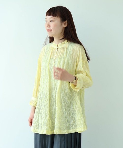 bulle de savon（ビュルデサボン）の「●80/1 shirring stripe フリル衿ブラウス（シャツ/ブラウス・レディース・ホワイト・FREE）」の18枚目の写真