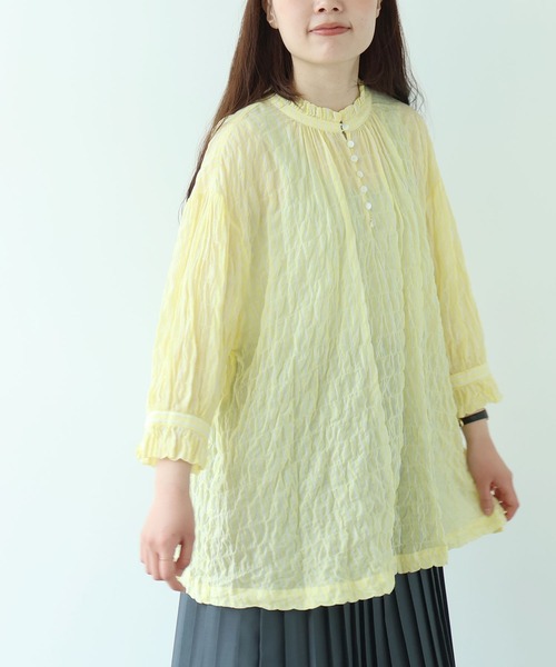bulle de savon（ビュルデサボン）の「●80/1 shirring stripe フリル衿ブラウス（シャツ/ブラウス・レディース・ホワイト・FREE）」の20枚目の写真