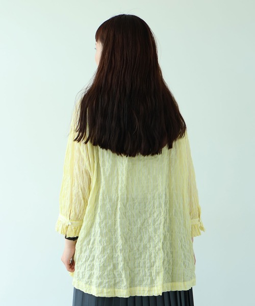 bulle de savon（ビュルデサボン）の「●80/1 shirring stripe フリル衿ブラウス（シャツ/ブラウス・レディース・ホワイト・FREE）」の21枚目の写真